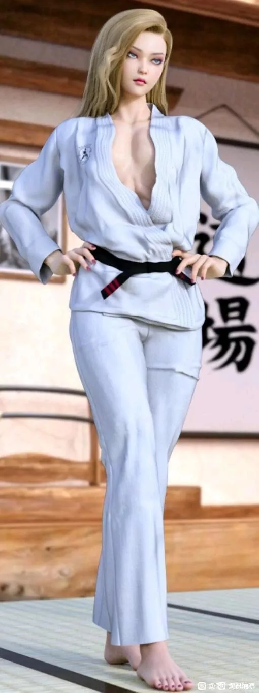 LF Color Source: 3d, 1girl, Blonde, judo kimono, long hair, bare feet, dojo posted by Xccc0w0