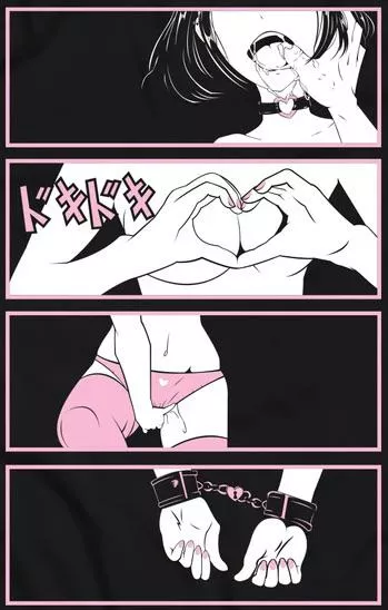 LF color source: 4girls, 1boy, handcuffs, pink clothes, drool, collar, panels posted by Alexis__18