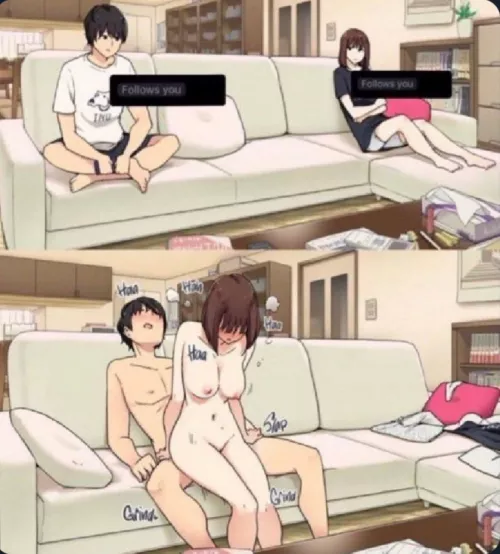 LF Color Source: Brunette, reverse cowgirl, couch, follower, follows you back by BlackIronAr