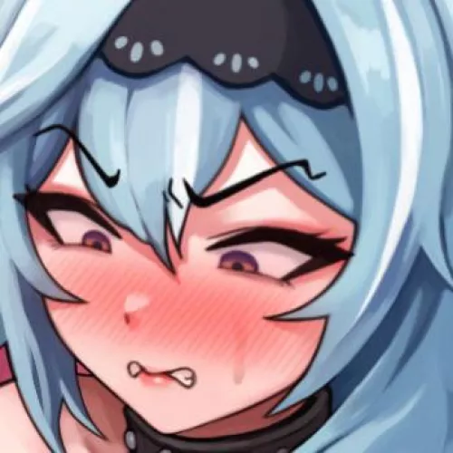 LF Color Source: Eula (Genshin Impact) , Blue hair, Blushing, Biting Lips, Struggling, Angry, Blue Hair, Choker, Sweating, Headband by DudeWithSmallGun