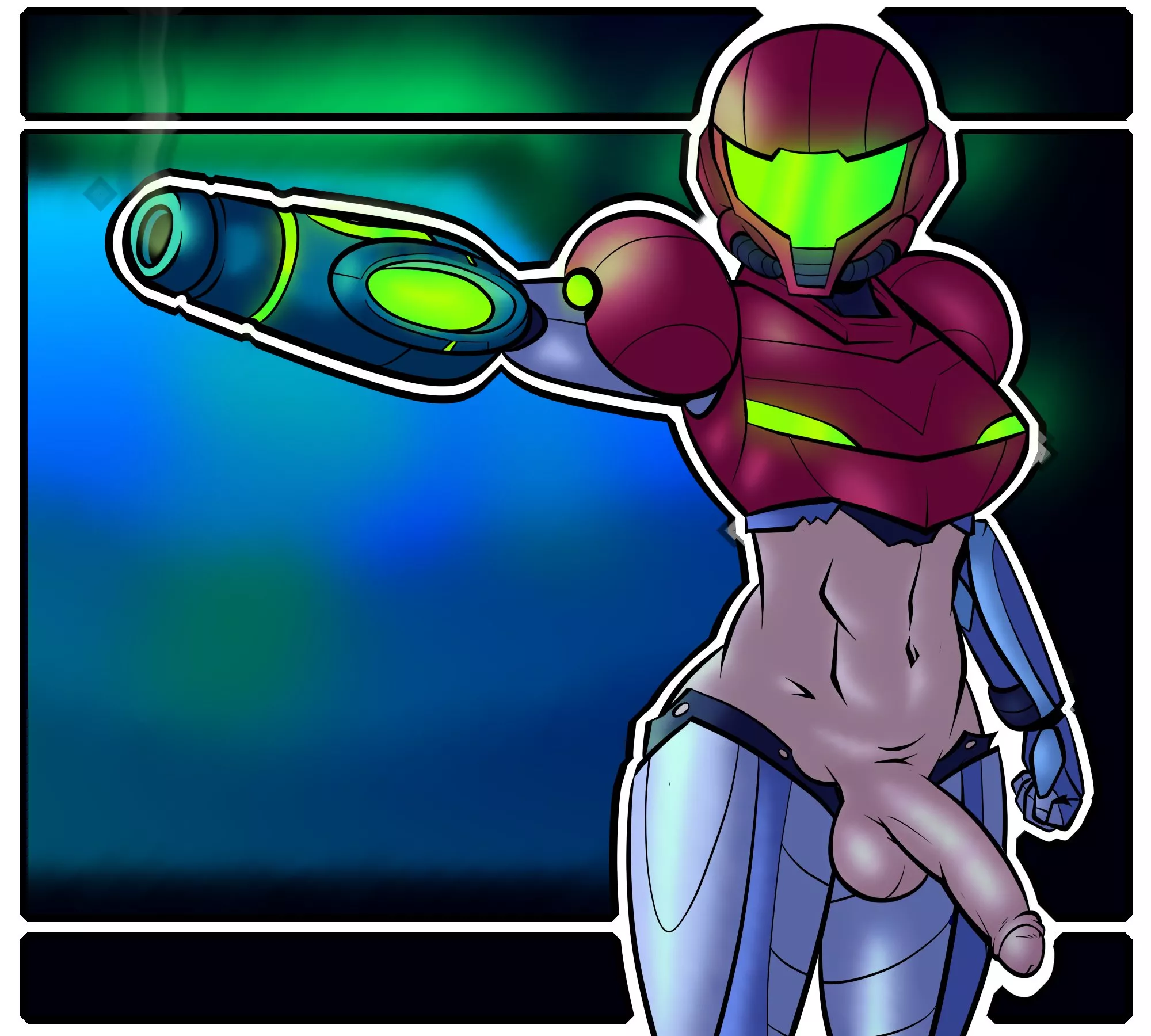 LF Color source: Samus Aran, Metroid Dread, 1futa, futanari, full-package futanari, power suit, torn clothes, helmet, abs, faceless. posted by ReDFighter151