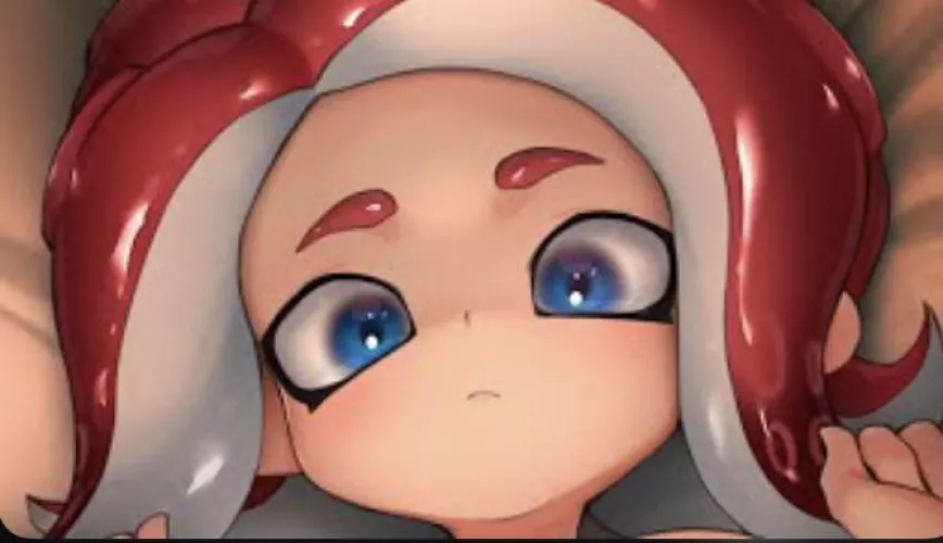 LF color source: splatoon, blue eyes, red hair, blush, shit post status, cropped by CastTheFirstStone_