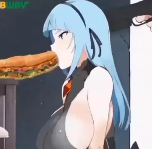 LF Color Source: Subway, 1girl, blue hair, gun against head, blowjob by R3n0ldu5