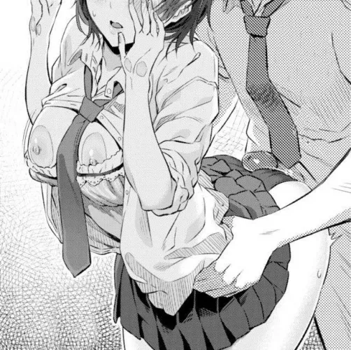 LF Mono Source: 1girl, 1boy, big breasts, large areola, big ass, dark panties, short hair, dark hair, clothed sex, school uniform, open shirt, half bra, from behind, skirt pulled up, against the wall, by brnt927