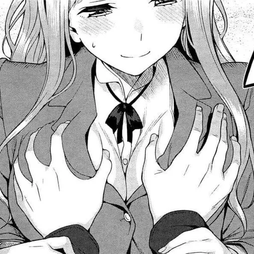 LF Mono Source: 1girl ,1boy ,breasts grapping ,blush ,long hair ,school uniform ,ribbon ,sweat ,smile posted by heroxmode