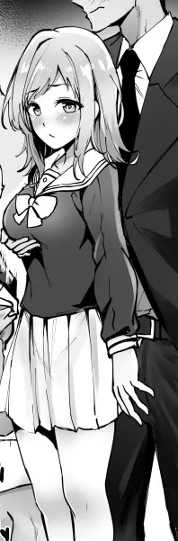 LF Mono Source: 1girl, 1boy, Schoolgirl Uniform, Business Suit, Short Hair, Blushing, Hand on breasts, Hand on crotch , boy's face cropped out posted by weebletcomrade