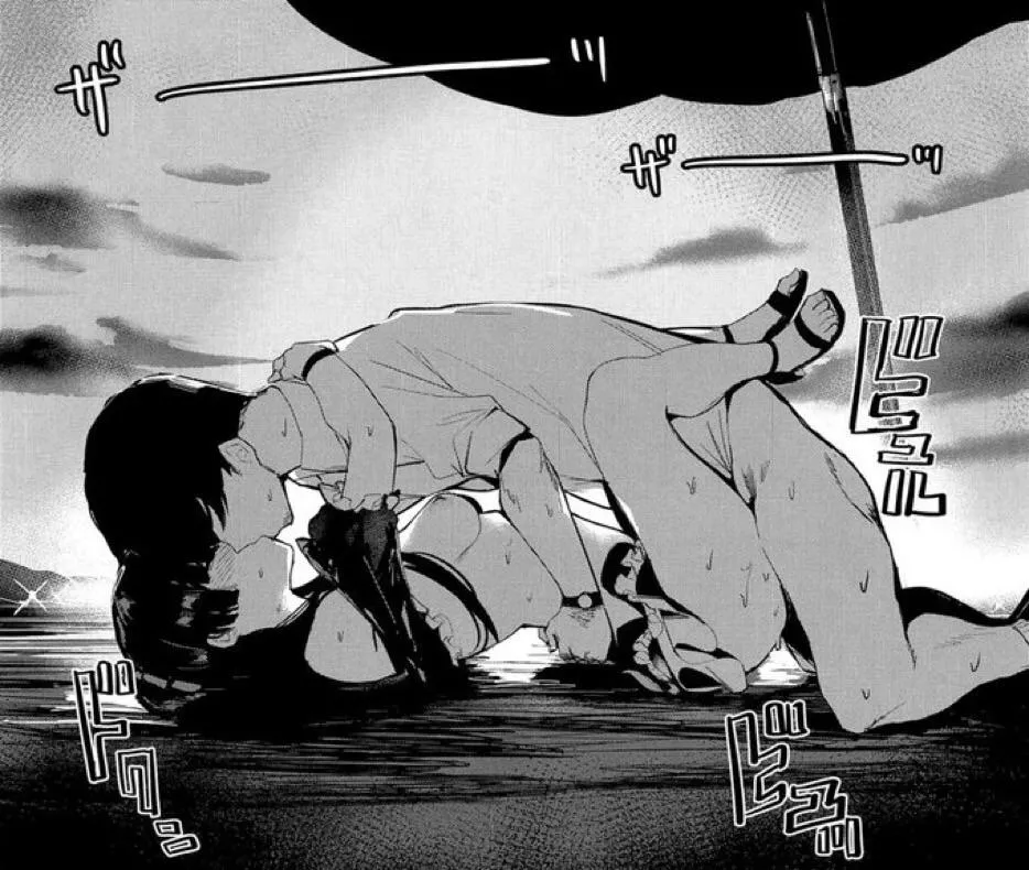 lf mono source: 1girl, 1boy, sex at the beach, night, under an umbrella, missionary, costume, cosplay, heels, kissing, sweating, foreign text posted by link_chomofski