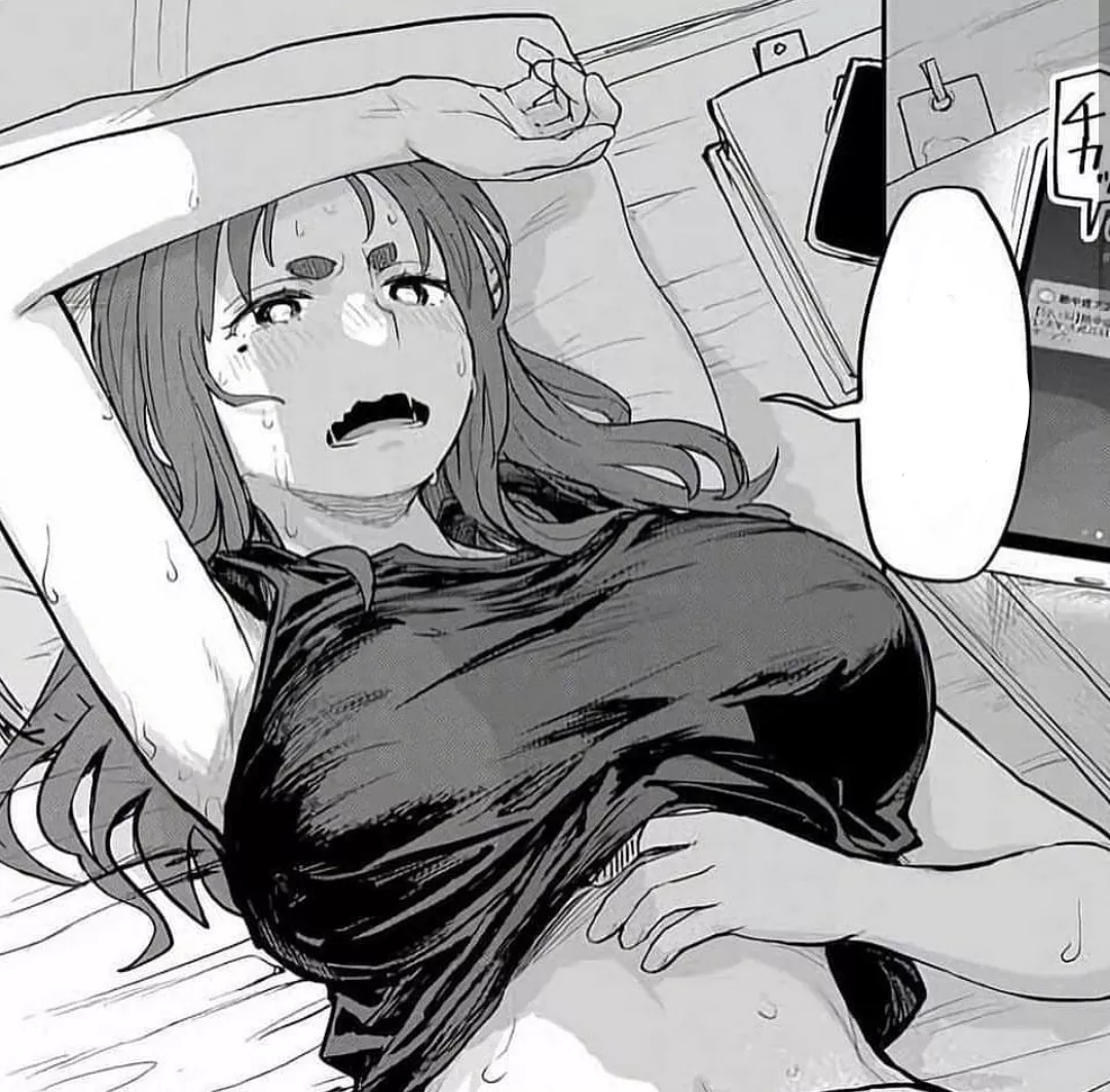 LF Mono Source: 1girl, Armpit, Beauty mark, Belly, Big Breast, Cellphone, Thick Eyebrows, Speech bubble, Sweat posted by AaronNCB