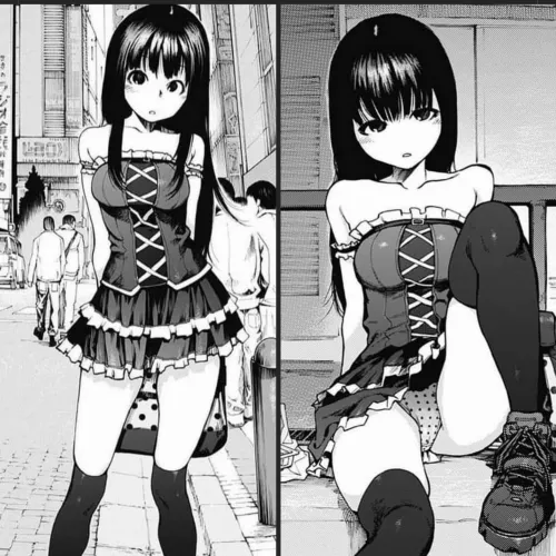 LF Mono Source: 1girl, black hair, long hair, skirt, panties, polka dot, thighhigh, spread legs by PM_ME_ANIME_BUTTZZ