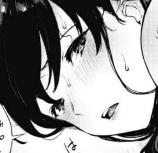 LF Mono Source: 1girl, black hair, open mouth, sweating, looking back, hair between eyes by heroxmode