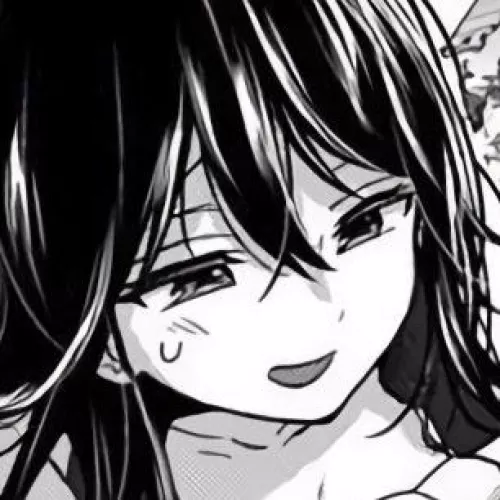 LF Mono Source: 1girl, black hair, open mouth, sweat, blush, bangs, parted bangs, half-closed eyes by Skikdo