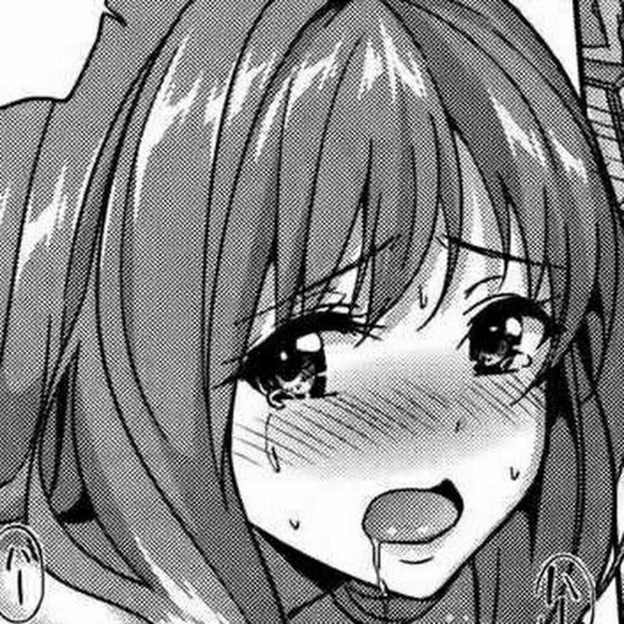 LF Mono Source: 1girl, open mouth, blushing, tears, hair between eyes, brown hair, drooling posted by heroxmode