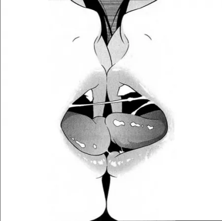 LF Mono Source: 2girls(?), lips, kissing, mouth open, tongue out, saliva trail by Usernamesama