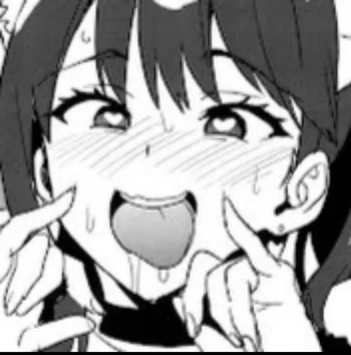 LF Mono Source: ahegao, animal ears, bangs, black hair, blush, close up, collar, drool, earrings, face, finger/pinky to mouth/cheeks, fingernails, hair between eyes, hand gesture, hands up, heart-shaped pupils, pinky out, sweat, tongue out, upper teeth by HentaiSource_Archive