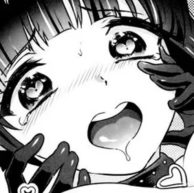 LF Mono Source: ahegao, black hair, gloves, heart-shaped pupils, open mouth posted by HardwiredMagnets