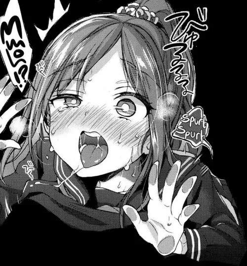 LF Mono source: Ahegao, open mouth , blushing, sweating, pony tail, hair ornament, against the wall, breast out of clothes, school uniform, taken from behind by BigbangGangbang