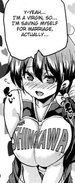 LF Mono Source: big tits, cheerleader, shinokawa, ponytail, blush, “yeah I’m a virgin so… I’m saving myself for marriage actually” posted by WolfWarrior001