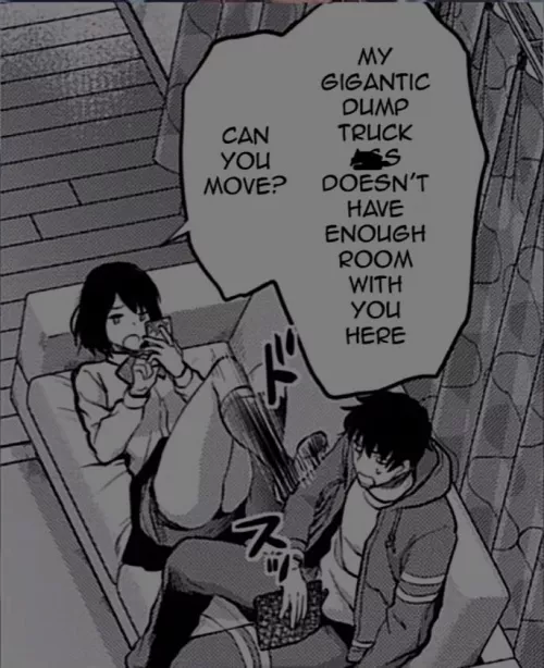 LF mono source: “can you move? My gigantic dump truck ass doesn’t have enough room with you here”possible incest, laying in back, 1boy, 1girl by peeweejankins69