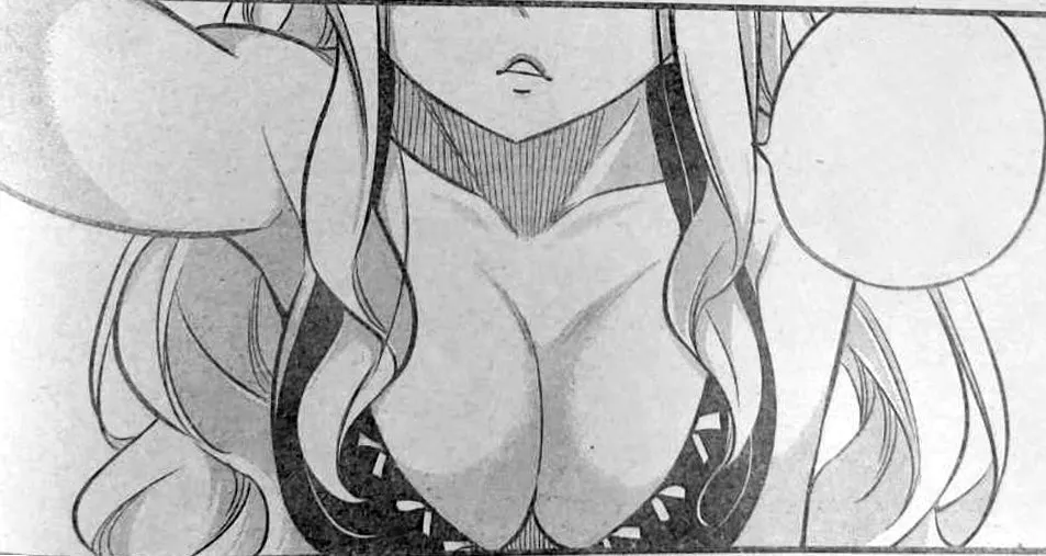 LF Mono Source: Eden's Zero ,Rebbecca Bluegarden ,1girl ,hanging breasts ,open mouth ,one hand-up ,speech bubble ,long blonde hair posted by heroxmode