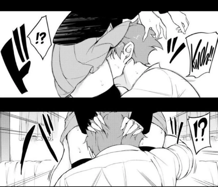 LF Mono Source: “Kwoh!?” “!?” “!?”, 1boy, 1girl, cunnilingus, clothed, head grab, miniskirt, head grab, posted by thisisjustforporn43