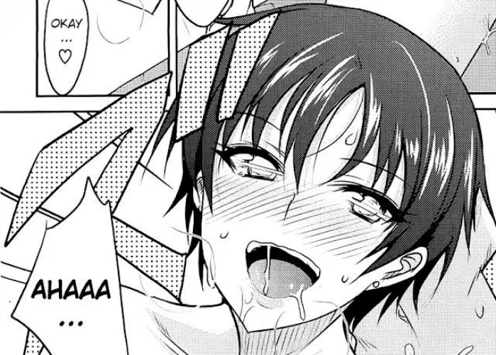 LF Mono Source : okay…“heart”, AHAA…, blush, sweat, saliva, short hair, and earrings by Atomic_Bomb013