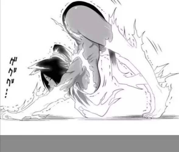 LF mono source:dark skin, flames(?), jack o pose, big breasts, bend over, foreign text by NextTheDudeII