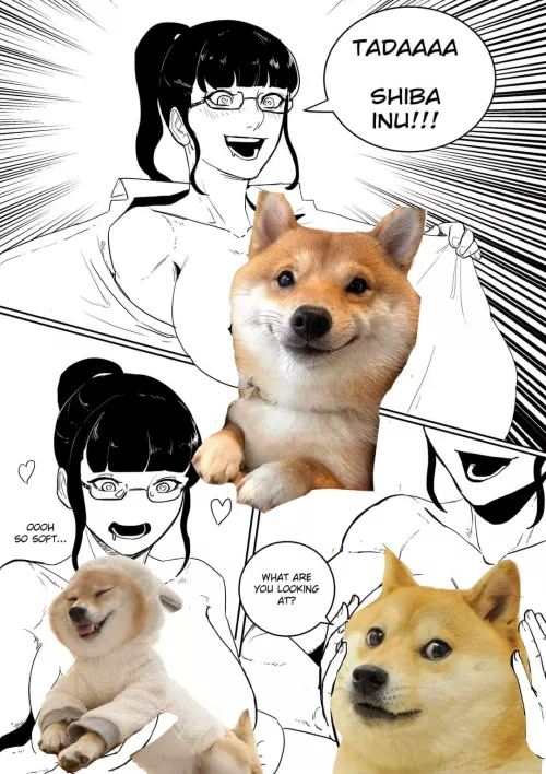 LF Mono Source:TADAAAA SHIBA INU!!! What are you looking at? Oooh so soft... Doge meme, Big boobs, Glasses by mk1Erebuz