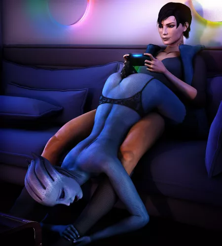 Liara and Shepard play games together (asarimaniac) by shallowtupperware