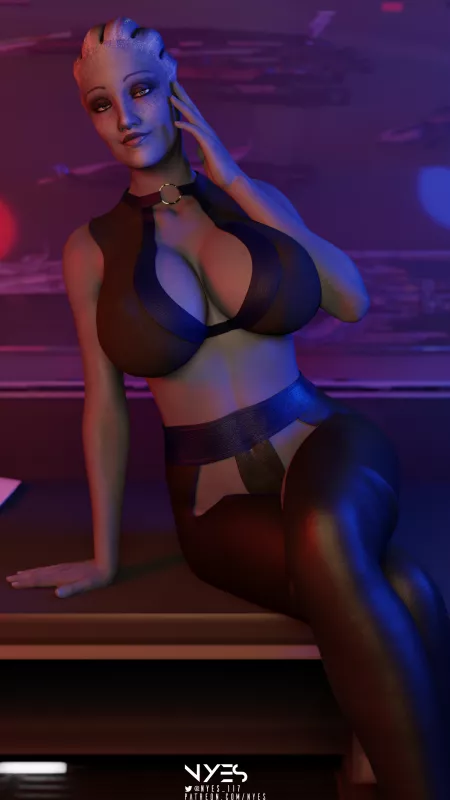 Liara on the desk 1 (Nyes) by Nyes117