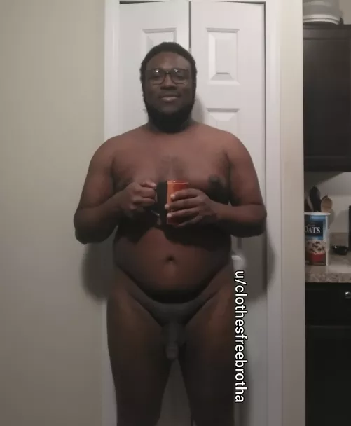 Light snow and a little chill isn't going to wreck my naked morning. But work will 😢 by clothesfreebrotha