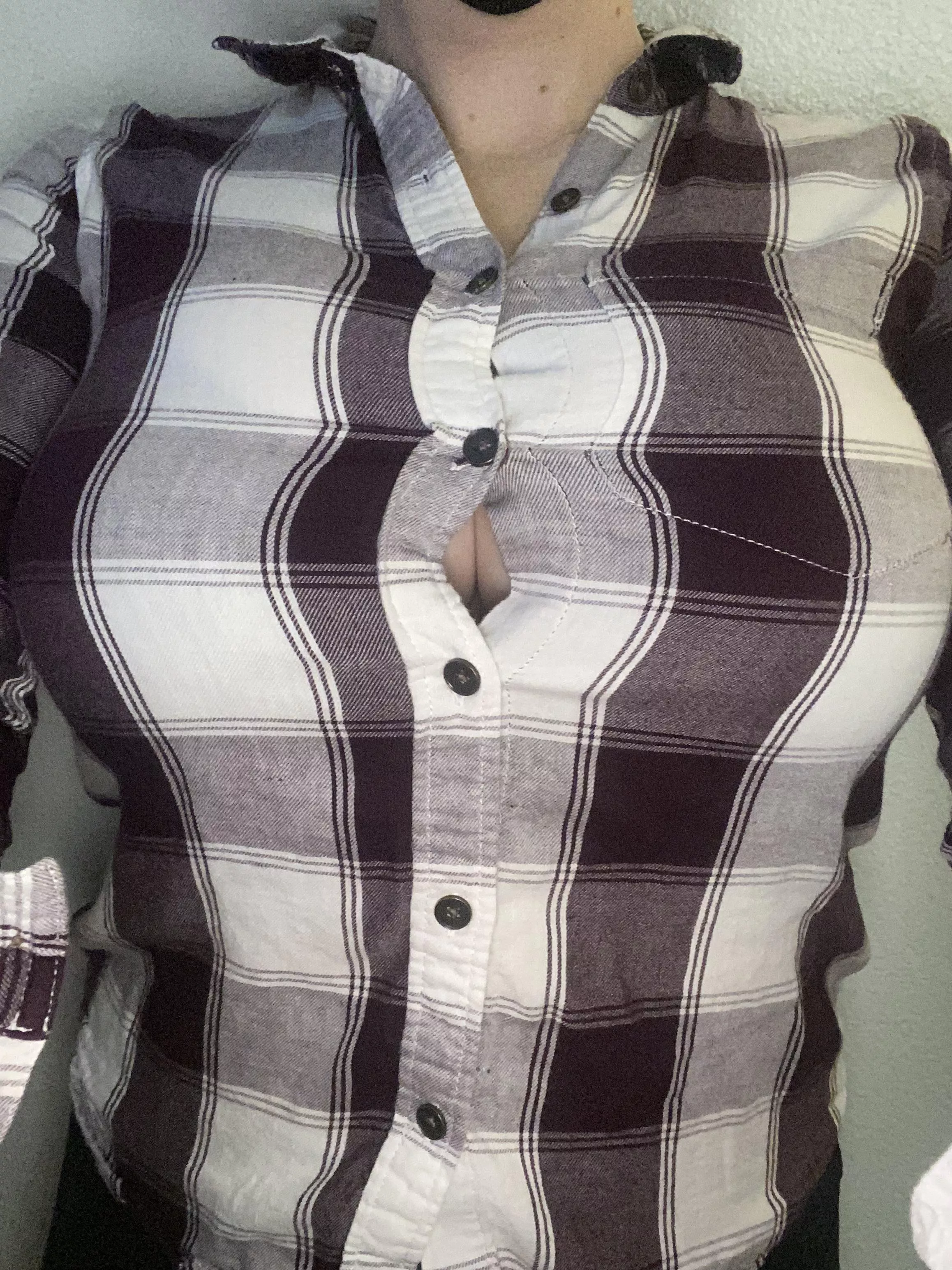 Like my new work shirt? Hopefully this button doesn’t pop off during the day! 🤣 [OC] posted by DDoreen34