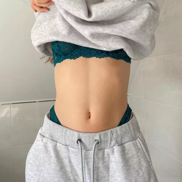 Lingerie peeking out from sweatsuit posted by LovePINK303