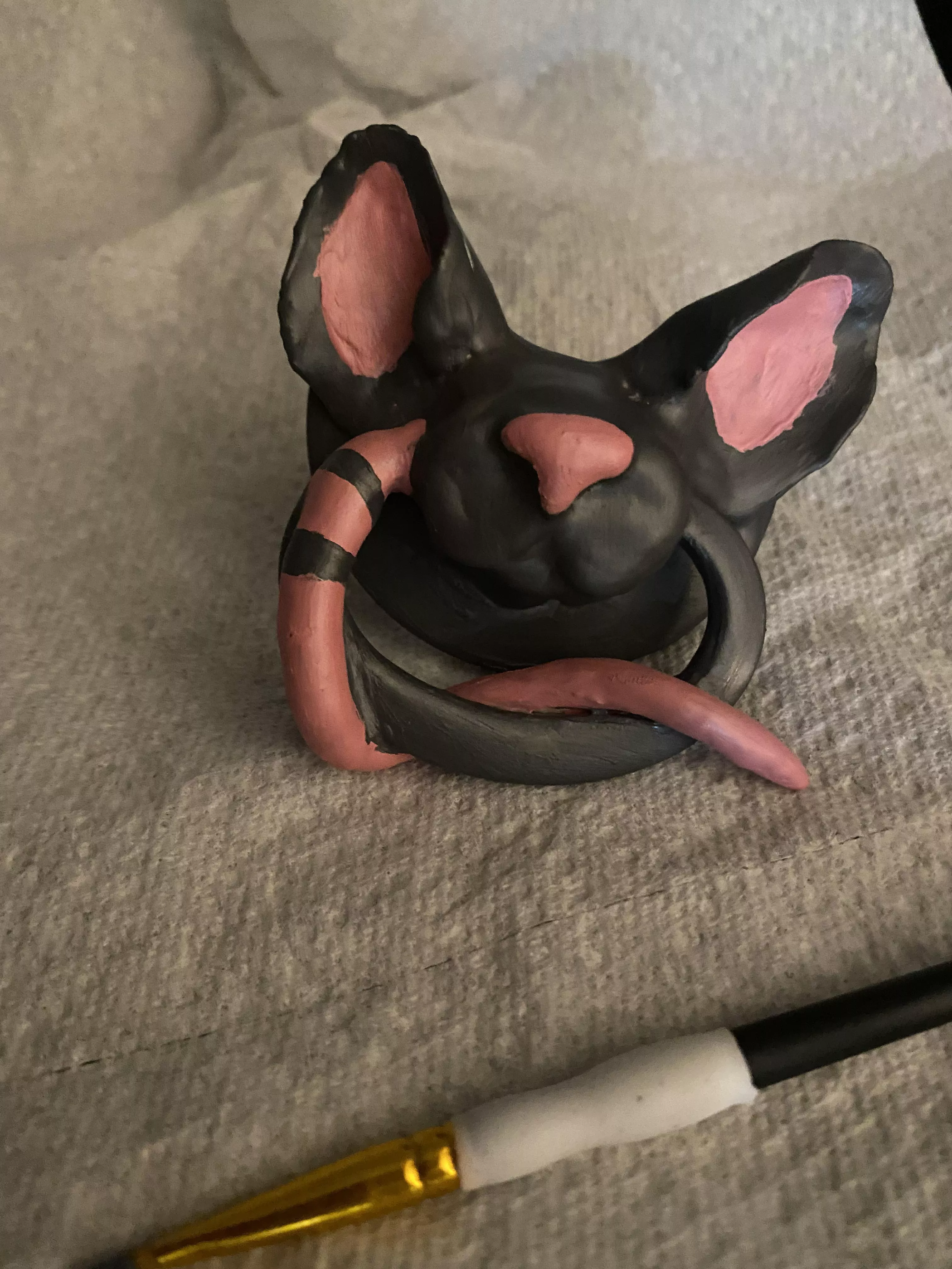Little project I’ve been working on. I haven’t sculpted or painted anything since I was a kid. Decided I’d give it a shot on this paci. It’s a major WIP, but thoughts? posted by sebblekebble