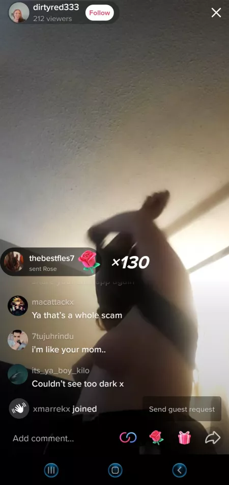 Live rn on tiktok, doing lots of slips and shows by hugedude18