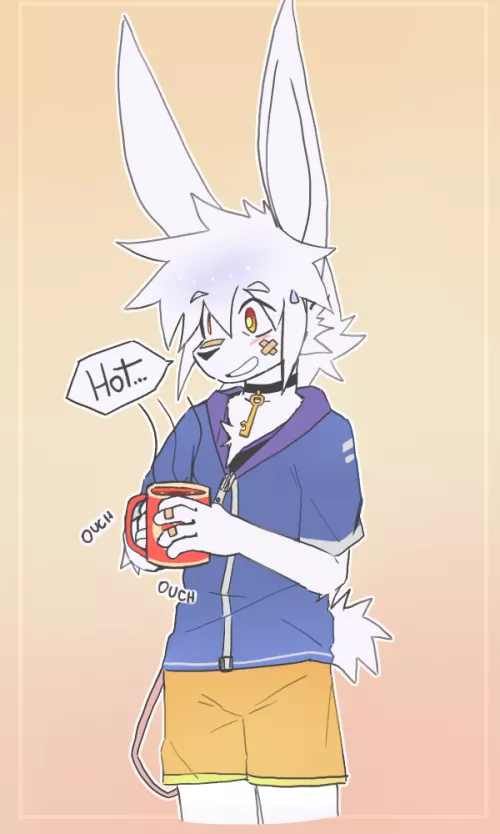 Local bunny doesn't know he can hold the handle to not get burned by AxY_Usagi