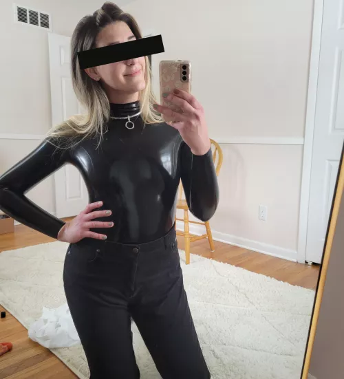 Locked up and shined down 💦💦💦 who else loves latex as much as I do? Had a fun day out in my catsuit down town 🙈 by FlashyHalf876