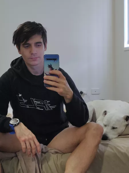 Longest my hair has been in a while. Also my doggo Zephyr ♥️ by andyroyz