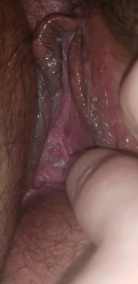 Look how creamy and wet I am. Bet you can't wait to get your tongue in? I'm also bi, so ladies don't be shy. 😉 by breedmecouple69