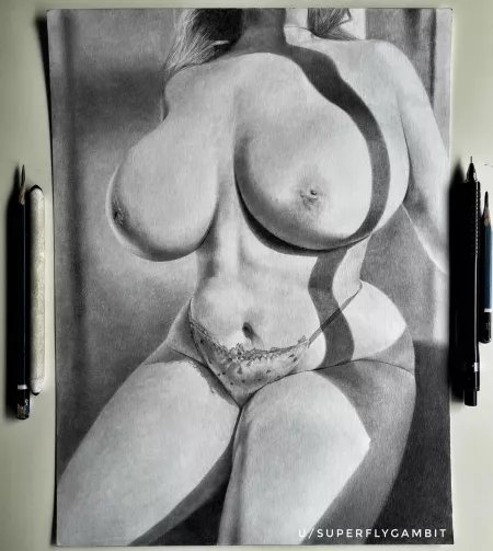 Lots of curvy cast shadows on this one. I’m happy excited with how it turned out! Hope you enjoy! 9”x12” graphite on Bristol board by Superflygambit