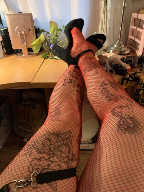 Love these red fishnets I got to wear with my Halloween costume. What do you think? by littlefeat92