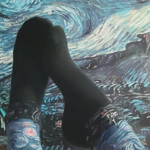 Love these Van Gogh socks, don't my feet look so pretty in them? by RedHeadSocks