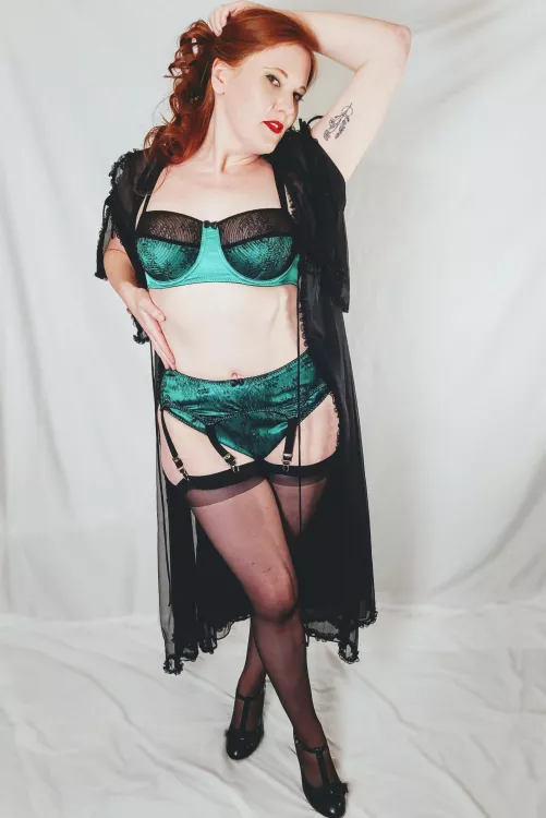 Loving this emerald lingerie! by Ginger_Bellevue