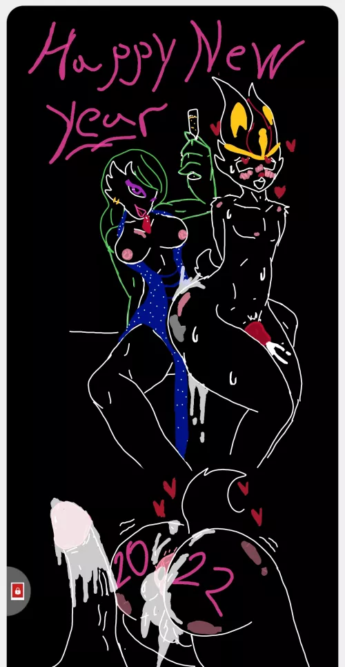 Luna & Cinder wish you all a happy new year. (I made this). by Ok_Importance_9753