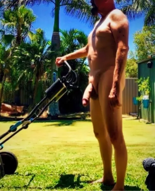 (M) 45 yrs enjoying mowing my yard perfect day to be outside. by Harleymark277