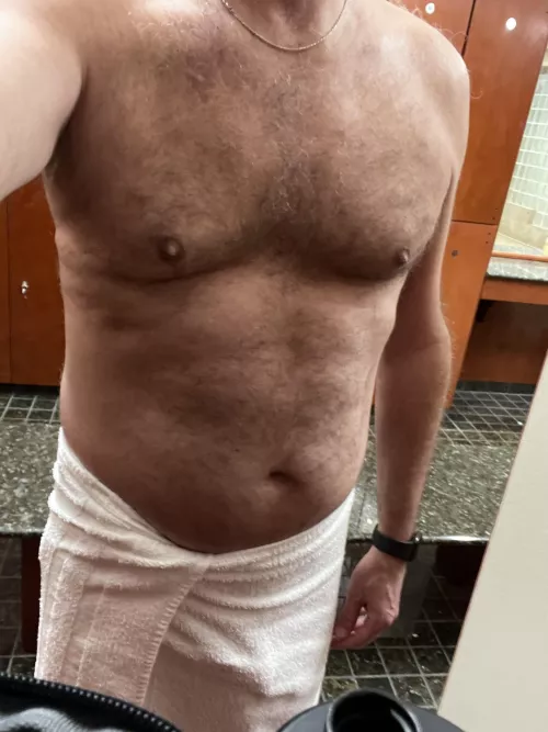 (M) anything wrong showing a bit of a bulge in the locker room? by olddude58