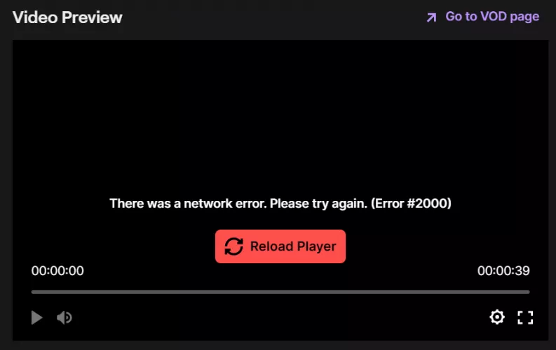 Made a highlight on an old stream of mine and get this whenever I or another person tries to play it... i've reloaded browser, cleared cache, turned off all adblockers and vpn's, etc. How do i fix this?