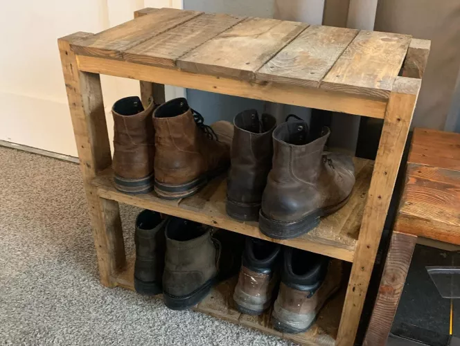 Made a super simple rack from a pallet for my different boots by Maxilkarr
