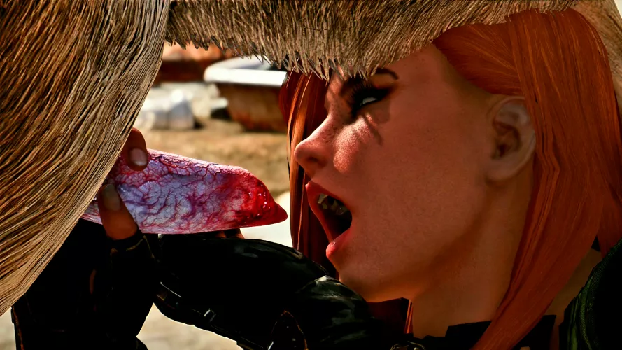 Made by me, Maxp8147. Nora relieving Dogmeat (Fallout 4) by maxp8147