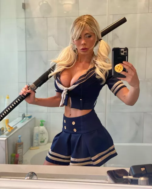 Madison playing with Katana by crixus7777