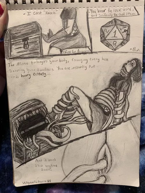 Mage gets an unlucky surprise attack by a lucky mimic! (GalacticLlama04) by GalacticLlama04